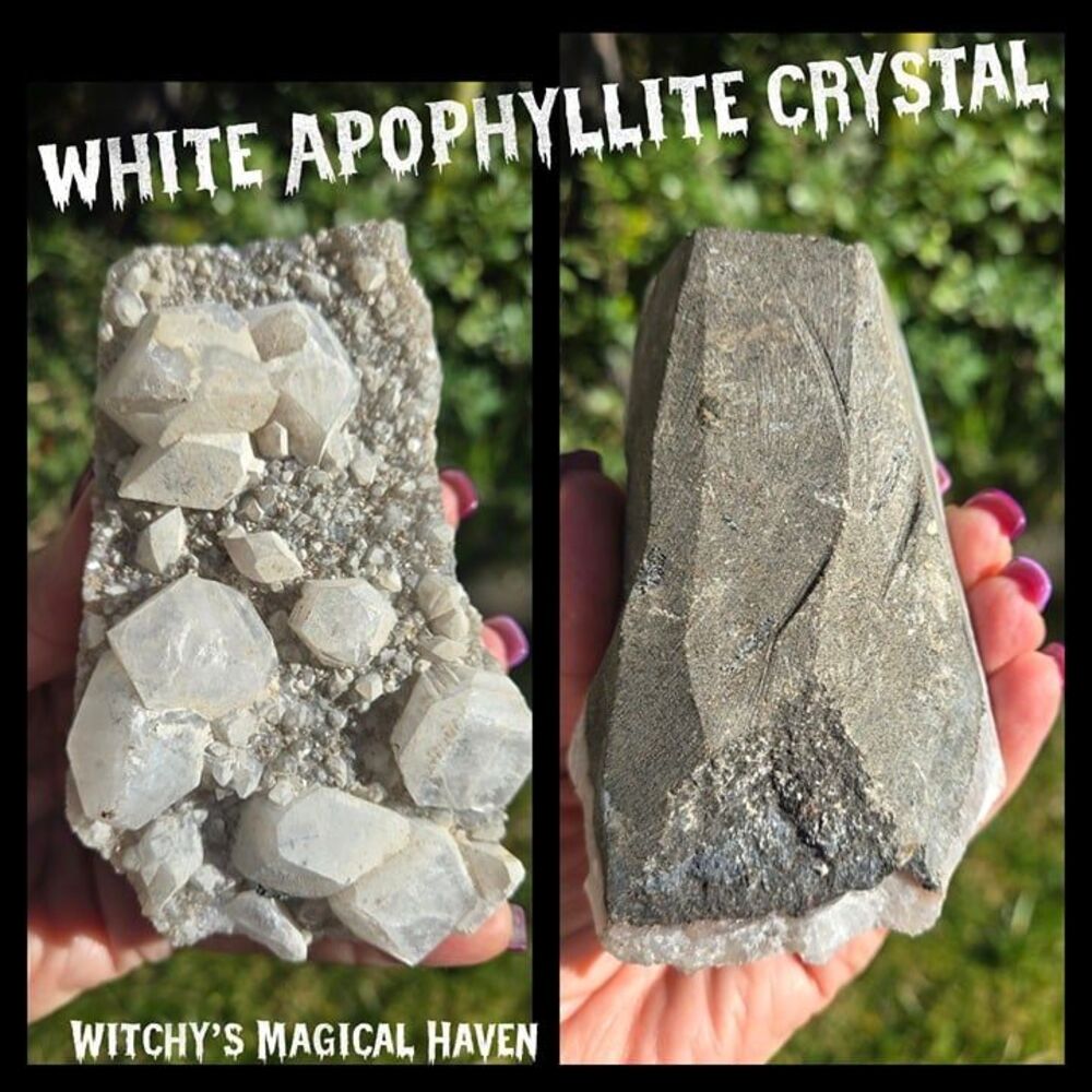 White Apophyllite Raw Crystal Cluster - Picture 8 of 8